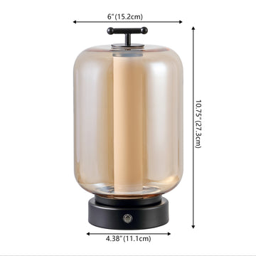 Milou 10.75" Vintage Glam Lantern Rechargeable/Cordless Dimmable Integrated LED Table Lamp with Touch Sensor